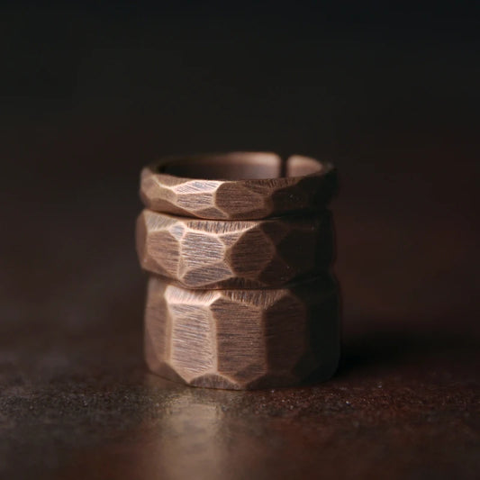 Hand-carved solid copper ring