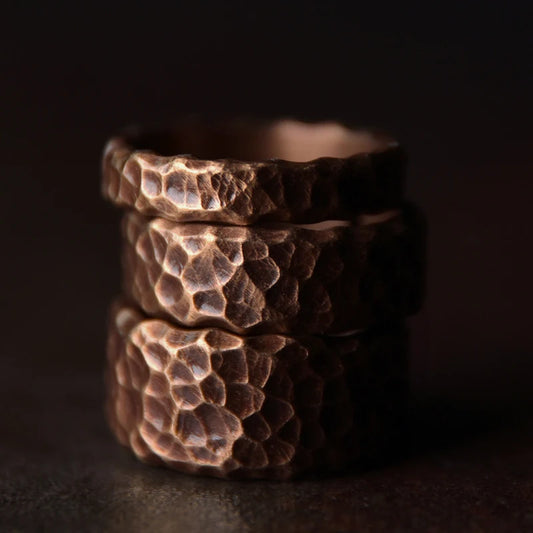 Hammered solid copper ring