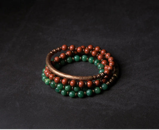 Red jasper/green agate and copper