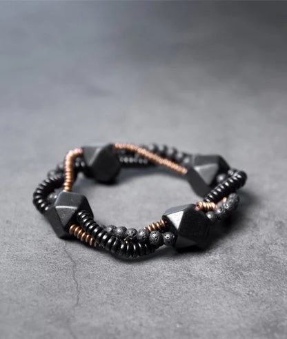 Black ebony wood and copper beads