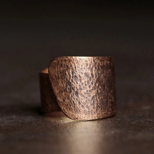 Hammered/Smooth solid copper ring